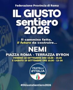 “Il Giusto Sentiero”: a Nemi l’annuale appuntamento dell’on.Ciocchetti