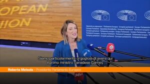 Metsola “Orgoglio per Carney al Parlamento Ue, Europa attore geopolitico”