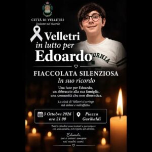 Fiaccolata a Velletri in lutto per Edoardo Petrella, morto a 14 anni
