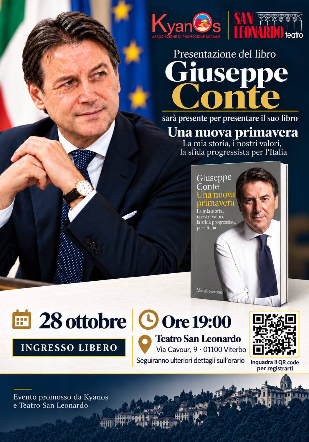 Giuseppe Conte a Viterbo presenta il suo ultimo libro