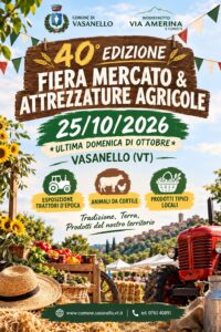 A Vasanello torna l’atteso appuntamento con la tradizionale Fiera del Mercato e delle attrezzature agricole