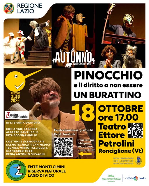 “Pinocchio e il diritto a non essere un burattino” apre la serie di spettacoli organizzati dall’Ente Monti Cimini